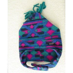 Vintage 80s 90s Teton Toasters Hat Beanie Fleece Pom Pom Fringe Ski Winter